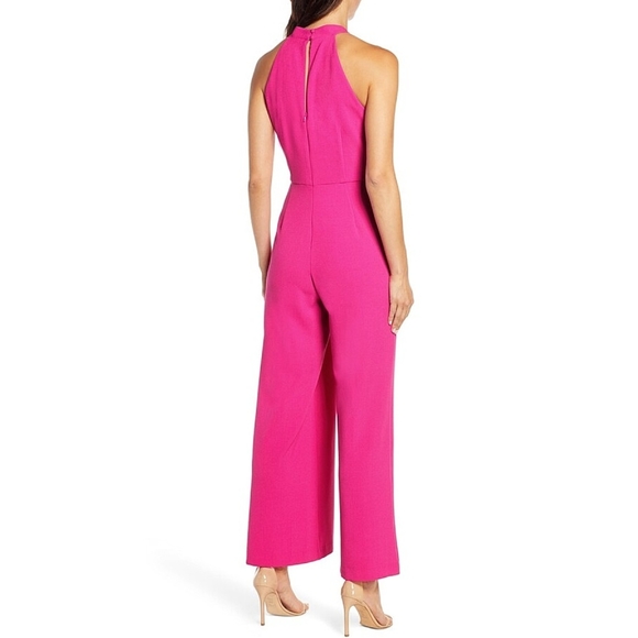 Julia Jordan Barbiecore Y2K Halter Top Magenta Hot Pink Wide Leg Jumpsuit - Picture 7 of 7